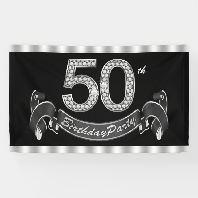 50th Birthday Party Banner (Horizontal)