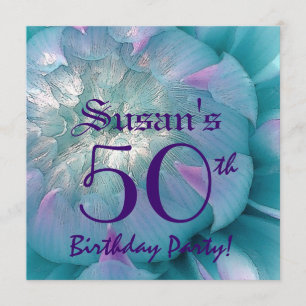 50th Birthday Party Beautiful Dahlia Bloom Invitation