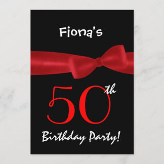 50th Birthday Party Black and Colourful Printed Bo Invitation