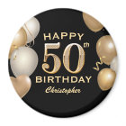 50th Birthday Party Black and Gold Balloons