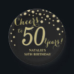 50th Birthday Party Black and Gold Diamond Paper Plate<br><div class="desc">50th Birthday Party Black and Gold Diamond Paper Plate</div>