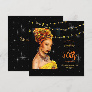 50th Birthday Party Black & Gold Colours  Invitation