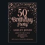 50th Birthday Party - Black & Rose Gold Invitation<br><div class="desc">50th Birthday Party Invitation.
Elegant design in black and faux glitter rose gold. Features stylish script font and confetti. Message me if you need custom age.</div>