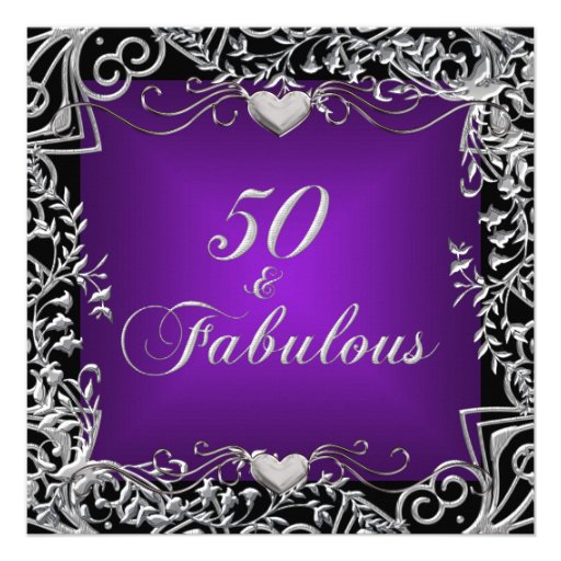 Purple 50Th Birthday Invitations 3