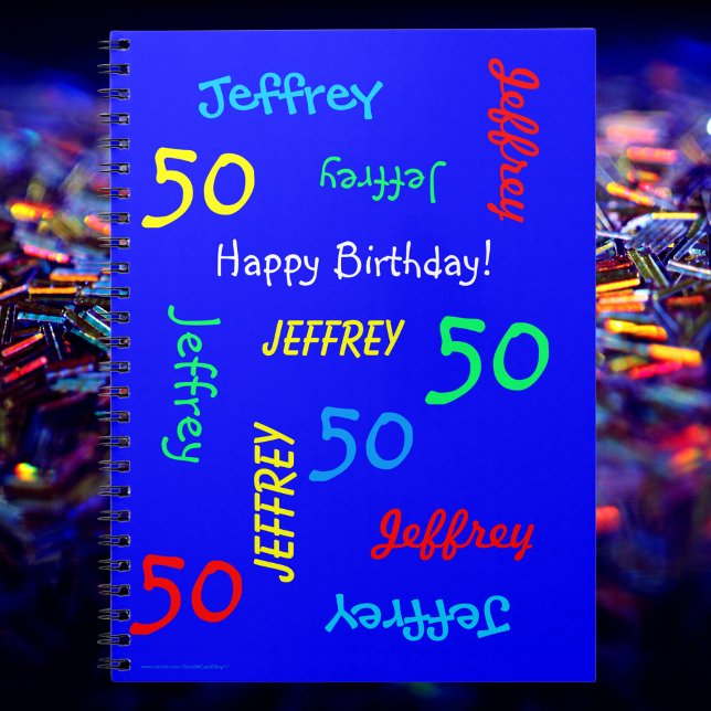 50th Birthday Party Blue Guest Book, Name Spiral Notebook (Creator Uploaded)