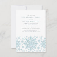 50th Birthday Party Blue White Snowflake Winter
