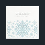 50th Birthday Party Blue White Snowflake Winter Napkin<br><div class="desc">Very elegant blue watercolor snowflakes create a pretty border along the bottom of this birthday custom napkin. Modern and minimalist design has an open and airy feel. The contemporary aesthetic will appeal to people of all ages.</div>