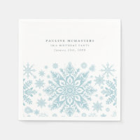 50th Birthday Party Blue White Snowflake Winter