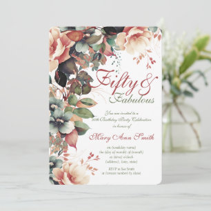 50th Birthday Party Boho Garden Floral Invitation