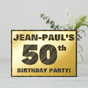 50th Birthday Party — Bold, Faux Wood Grain Text