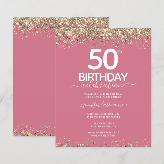 50th Birthday Party Budget Invitation (Front/Back)