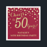 50th Birthday Party Burgundy Red and Gold Diamond Napkin<br><div class="desc">50th Birthday Party Invitation with Burgundy Red and Gold Glitter Diamond Background. Gold Confetti. Adult Birthday. Man or Woman Birthday. For further customisation,  please click the "Customise it" button and use our design tool to modify this template.</div>