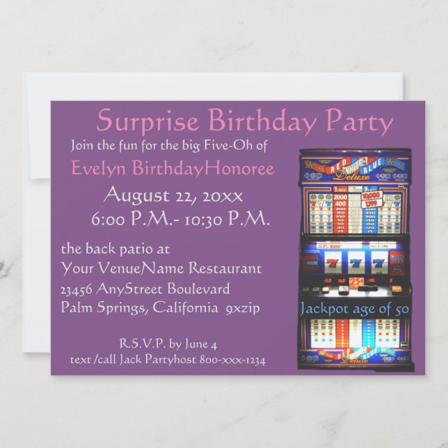 50th Birthday Party Casino Slot Machine Invitation (Front)
