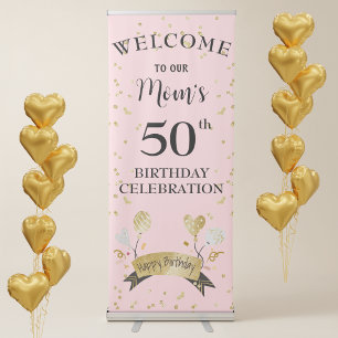 50th Birthday Party Celebration For Mum Retractable Banner