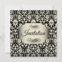 50th Birthday Party | Champagne & Black Damask