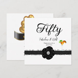 50th Birthday Party Cocktails Balloons Invitation