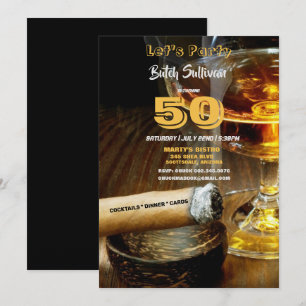 50th Birthday Party, Cocktails & Cigars Invitation
