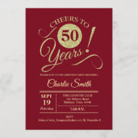 50th Birthday Party - Dark Red Gold