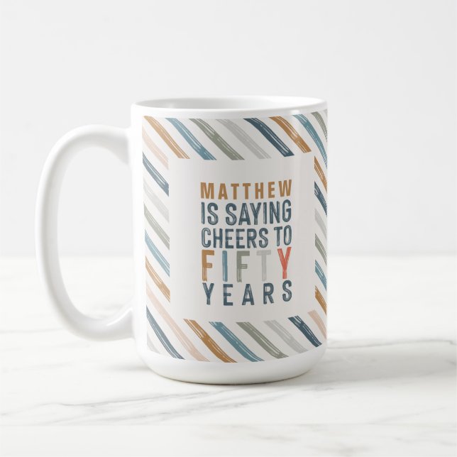 50th birthday party decor photo print coffee mug (Left)