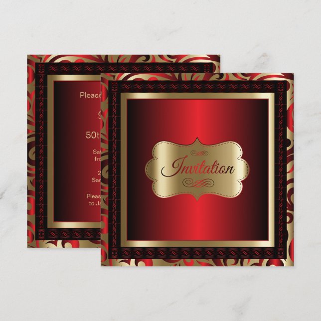 50th Birthday Party | DIY Text Invitation (Front/Back)