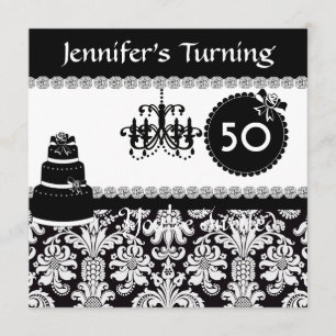 50th Birthday Party Elegant BLING DAMASKInvitation Invitation