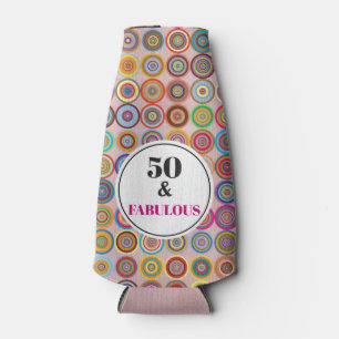50th Birthday Party Fabulous Pink Modern Circles Bottle Cooler