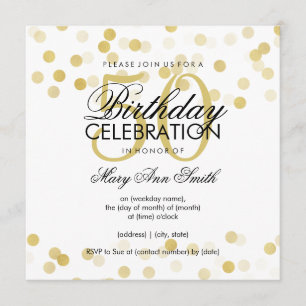 50th Birthday Party Faux Gold Foil Glitter Lights Invitation