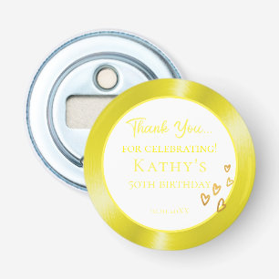 50th Birthday Party Favour Gold Hearts  Bottle Opener