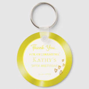50th Birthday Party Favour Gold Hearts Keychain