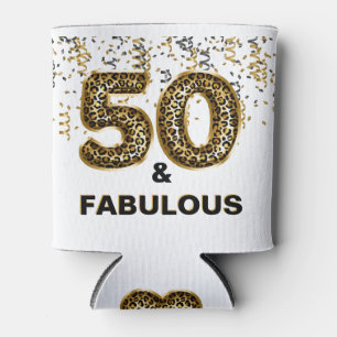 50th Birthday Party Fifty and Fabulous Leopard Can Cooler