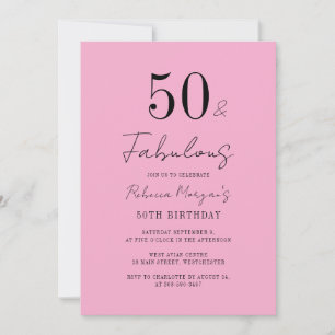 50th Birthday Party Fifty and Fabulous Script Invitation