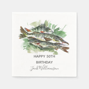 50th Birthday Party   Fishing Fish Napkin
