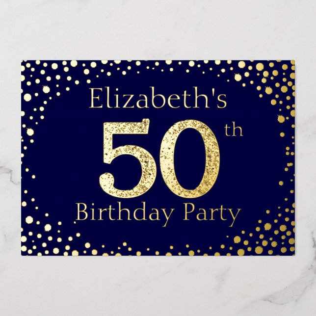 50th Birthday Party Foil Invitation (Front)