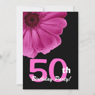 50th Birthday Party For Her Pink Daisy W1818 Invitation