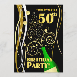 50th Birthday Party - Fun and Festive Champagne Invitation