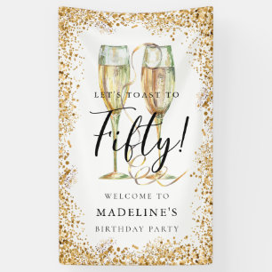 50th Birthday Party Gold Banner