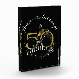 50th Birthday Party Gold Black 50 and Fabulous  Photo Block
