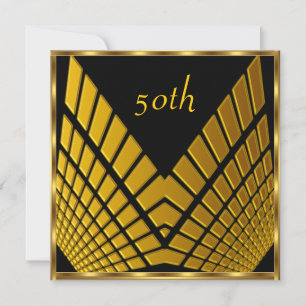 50th birthday Party Gold Black gold 1 Invitation