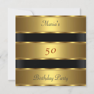 50th birthday Party Gold Black Invitation