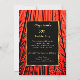 50th Birthday Party Gold Black Red Invitation