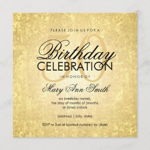50th Birthday Party Gold Foil Look Confetti Stars Invitation
