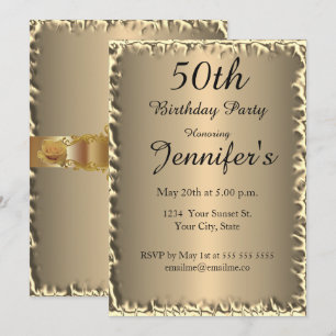 50th Birthday Party gold Invitation