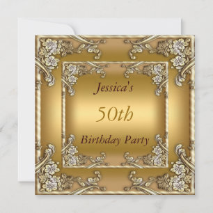 50th Birthday Party Gold Invitation