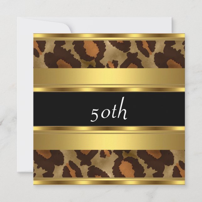 50th Birthday Party Gold Leopard Invitation (Front)