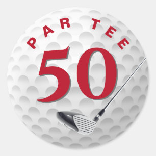 50th Birthday Party Golf Ball Classic Round Sticker
