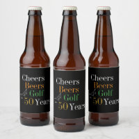 50th Birthday Party Golf Cheers Beers Black Gold