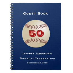 50th Birthday Party Guest Book, Baseball Notebook
