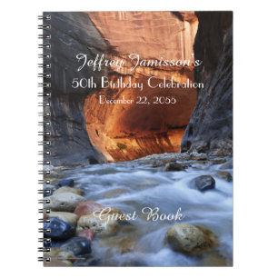 50th Birthday Party Guest Book Zion Narrows spiral