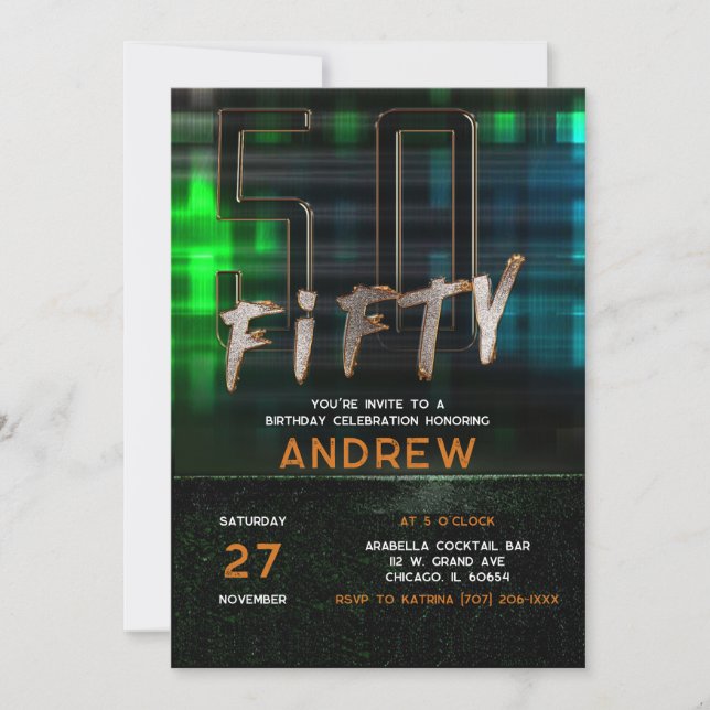 50th Birthday Party Ideas for Guys Invitation (Front)