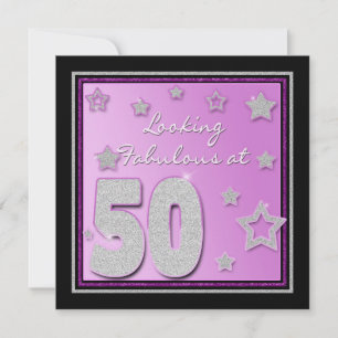 50TH BIRTHDAY PARTY INVIATIONS, BRIGHT AND FANCY INVITATION